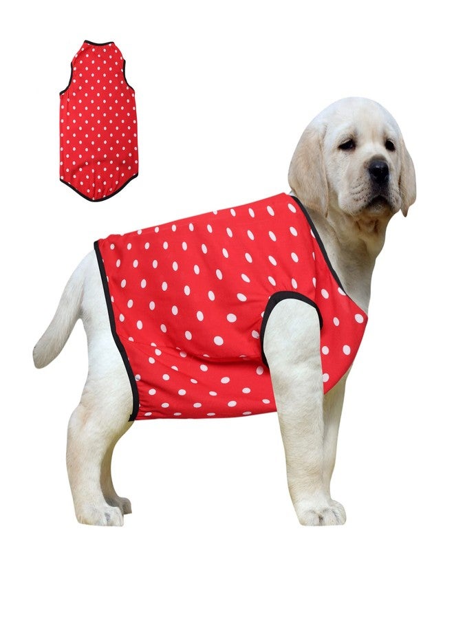 Western Era Funky Soft Cotton Dog T-Shirt, Comfortable Dog Clothing, Sleeveless Vest Puppy Outfit, Apparel (Polka Red) (Medium - 18inches) - Image 1